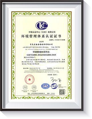 环境治理系统认证证书
